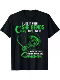 Halloween I love her funny fishing adult humor t-shirt bent over (Color: black, size: XXL)